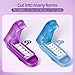 DUBSTAR 2PCS Pill Cutter Splitter for Small and Tiny Pills, Multiple Pill Cutters for Small or Large Pills, Adjustable Pill Splitter with Centering Device and Blade Guard (Purple+Blue)