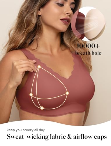 Image of COMFELIE Wireless Bra Seamless Comfort Everyday Bra for Women, Breathable Seamless Bra with Scallop Edges