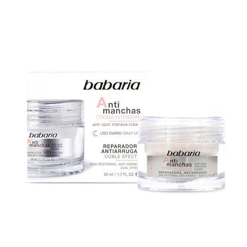 Babaria - Crema Antimanchas Mujer Y Hombre | Crema Quita Manchas Cara Con Rosa Mosqueta | Antimanchas Facial Todo Tipo De Pieles | Uso De Noche Con Efecto Reparador
