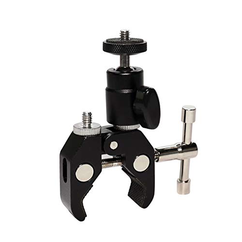 QYXINC Super Clamp Mount with Mini Ballhead with 1/4 inch Screw for DSLR Camera, Monitor, Camcorder, Flash Light, Tripod, Light Stand, etc