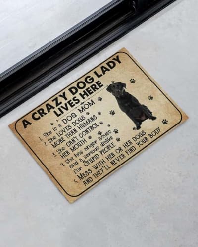 ���փ}�b�g �N���C�W�[�Ȍ��̏����A���̂��ꂳ��A���u���h�[���A�ʔ��������Ɖ��O 50×80cm doormat A Crazy Dog Lady Dog Mom Labrador Funny Indoor And Outdoor