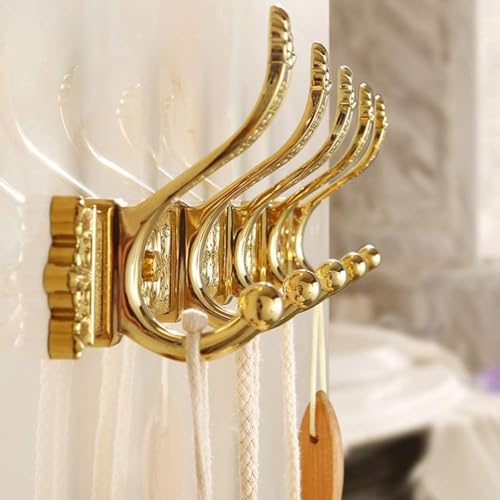 Perchero elegante de pared con acabados dorados para abrigos y complementos 7