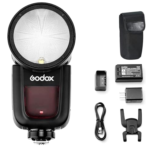 Godox V1-N Flash de câmera Speedlite para Nikon Z8 Z9 Z7 Z6 Z5 D850 D810 D750 D610 D7500 D7100 D5300 D3300 D90 D5 D4