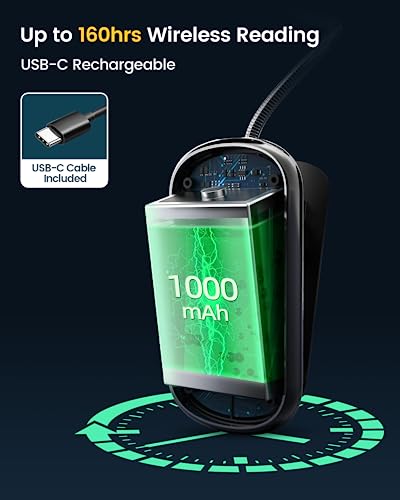 Premium Rechargeable Book Light for Bedtime Reading: Timer, 16 LED, 160hrs, 1800K, 3 Colors, 5 Brightness Levels