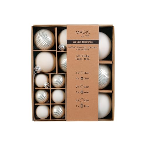 Weihnachtskugeln Glas 4-8cm Mix 16er Set - matt & glänzend gerillt -...