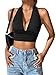 GORGLITTER Damen Crop Trägertop Halter Tops Neckholder Sommershirts Rückenfrei Oberteile Schwarz M Baby,Schwarz günstig Kaufen-GORGLITTER Damen Crop Trägertop Halter Tops Neckholder Sommershirts Rückenfrei Oberteile Schwarz M