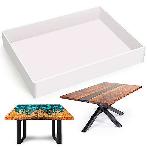 Sntieecr Large Rectangle Resin Table Molds 16 x 12 x 2.4 Inch Charcuterie Board Resin Mold Epoxy Table Mold for Tray Board River Coffee Table DIY Art Home Decoration
