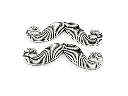 2 Moustache Moustache Statement Barbe de Vintage Argenté vieilli Parts, Bijoux DIY