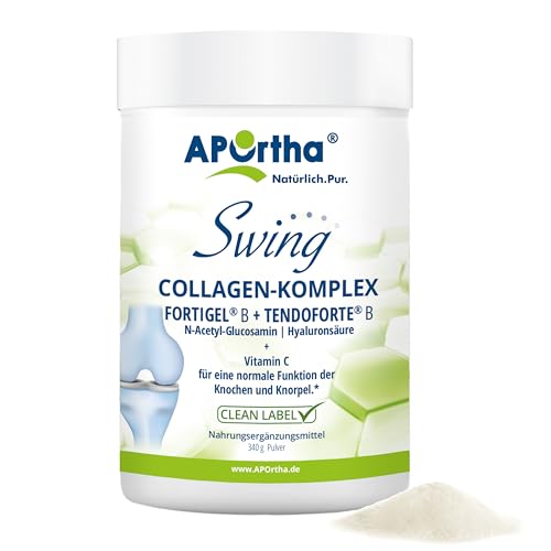 APOrtha® Swing Collagen-Komplex mit FORTIGEL® + TENDOFORTE - 340 g Pulver, innovative, bioaktive Collagen-Peptide mit Glucosamin und Hyaluronsäure, glutenfrei, allergenfrei, laktosefrei, zuckerfrei