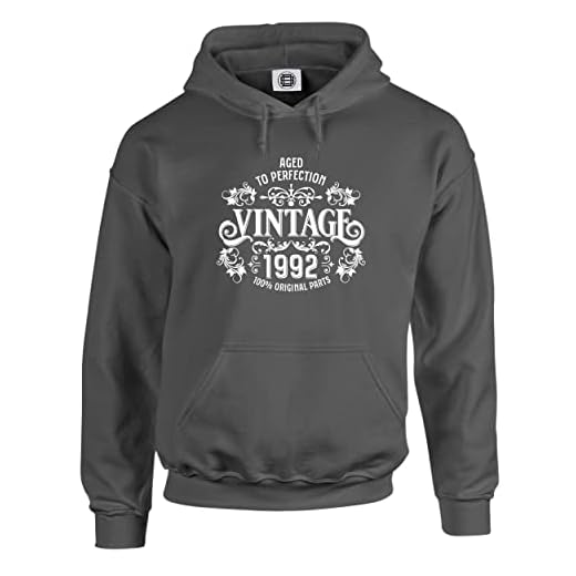 30-års födelsedagspresent till honom henne, 30-årsdag huvtröja för män kvinnor, vintage 1992 åldrad till perfektion, anpassade födelsedagspresenter, stålgrå, XL