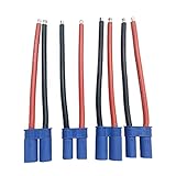 skrnrhrery EC5 Male Female Cable Adapter with 10cm 12 AWG Flexible Silicone Wire Cable for Helicopter Aircraft Quadcopter (2 Pairs) EC5 Banana Connector Male Female Plug