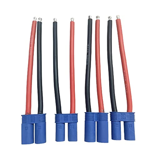 skrnrhrery EC5 Male Female Cable Adapter with 10cm 12 AWG Flexible Silicone Wire Cable for Helicopter Aircraft Quadcopter (2 Pairs) EC5 Banana Connector Male Female Plug