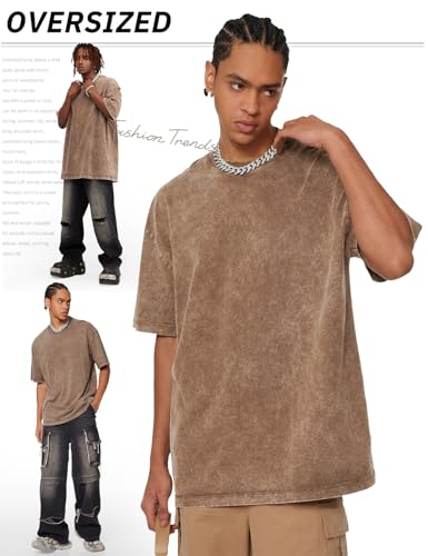 Image of Arssm Men Oversized T Shirts Vintage Tee Loose Fit Short Sleeve Casual Streetwear Baggy Washed Unisex Tops
