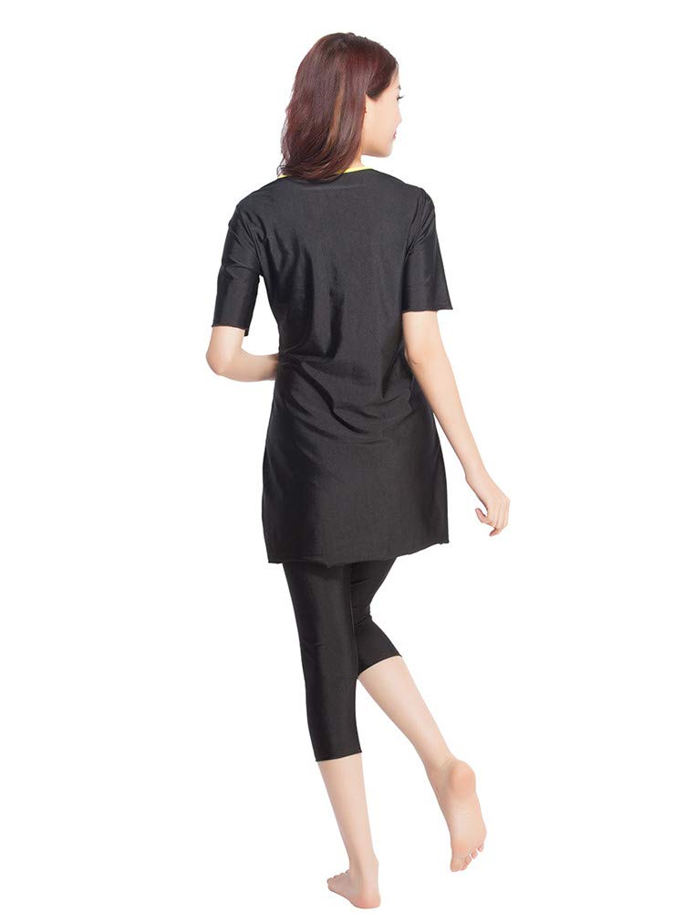 KXCFCYS Surfing Suit Short Sleeve Muslim Islamic Modesty Swimsuit Burkini Costume (Black, Small)