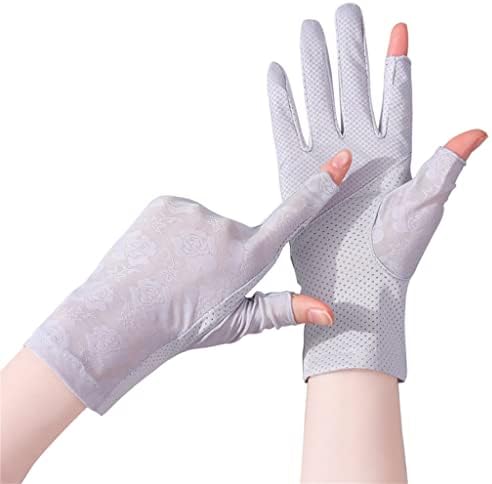 Ice Silk Gloves Women's Thin Driving Riding Lace Fingerless Elastic Lace Protective Gloves Spring and Autumn (Color : A, Size : 23 * 9cm)
