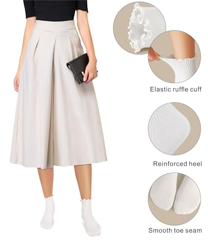 Women’s Ruffle Socks, Turn-Cuff Frilly Crew Socks for Women Girls Cotton Ankle High Mid Calf Socks 7 Pairs3