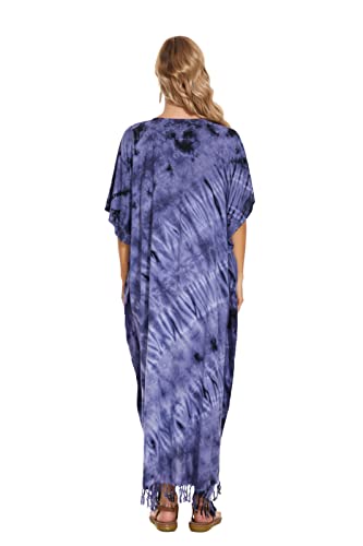 Image of Beautybatik Women Hippie Tie Dye Caftan Kaftan Loungewear Maxi Plus Size Long Dress XL to 4X
