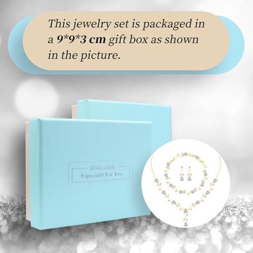 Image of GZWHD Wedding Jewelry Sets for Bride Bridesmaid Women Cubic Zirconia Necklace Earrings Bracelet Set Gift for Mother Friend Wife Daughter Sister Party Prom Jewelry