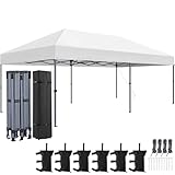 Yaheetech 10×20 Pop Up Canopy Easy Set-up Tent, Portable Outdoor Canopy Instant Tent, Commercial Gazebo with Wheeled Carry Bag & 6 Sandbags for Home, Party & Outdoor Activities, White