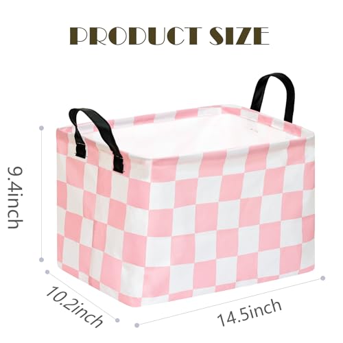 Image of Kids Storage Basket Gift Basket for Girls Toy Organizer Nursery Bedroom Decor Waterproof Lined with Handles Pink Laundry Hamper
