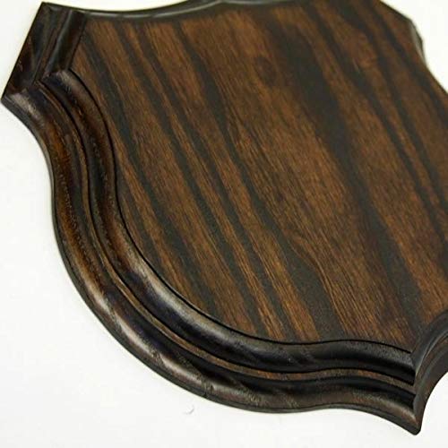 GTK - Geweihe & Trophäen KRUMHOLZ 1 targhetta con stemma di cinghiale selvatico, forma di stemma, AF 17 cm, con copertina in rovere massiccio + grande