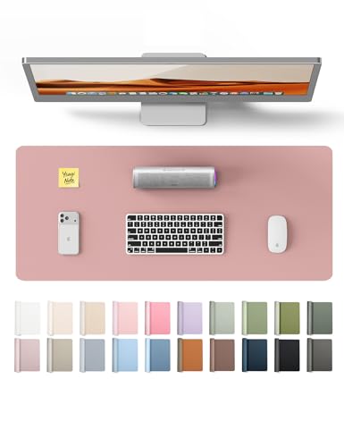 YSAGi Leather Desk Protector, Office Mat, Large Mouse Mat, Non-Slip PU Leather Blotter, Laptop Desk Pad, Waterproof Writing Pad for Office and Home (Pale Mauve, 23.6" x 13.8")