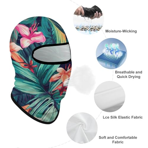 Balaclava con hojas florales tropicales para hombre y mujer, máscara facial con protección solar, transpirable, para senderismo, ciclismo, correr y conducir miniatura 3