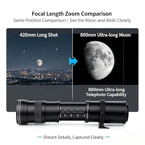 Image of E Mount 420-800mm F8.3 Telephoto Zoom Lens(MF) for Sony E Mount A6700 A6600 A6500 A7II A7R A7C A7S A6400 A6300 A7IV A7III A7RIII Manual Focus Mirrorless Cameras(Black)