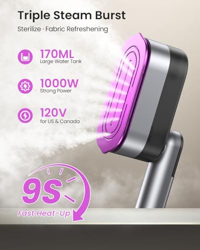 Image of LOXP 2-in-1 Handheld Steamer and Iron for Clothes, 1000W, 9s Fast Heat-Up | Travel Steamer with Ceramic Soleplate, Leak-Proof 170mL Tank, Self-Clean, Portable Wrinkle Remover for Home & Travel, 120V