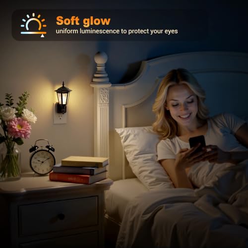 Image of JandCase Night Lights Plug into Wall, 3000K Soft White | Dusk to Dawn Sensor, 0-100LM Dimmable Industrial 180Rotating Night Light for Bedroom, Bathroom, Living Room, Hallway