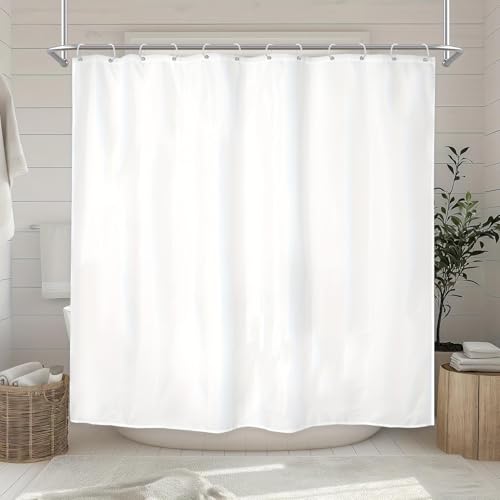 Rideau de douche imperméable en polyester blanc anti-éclaboussures