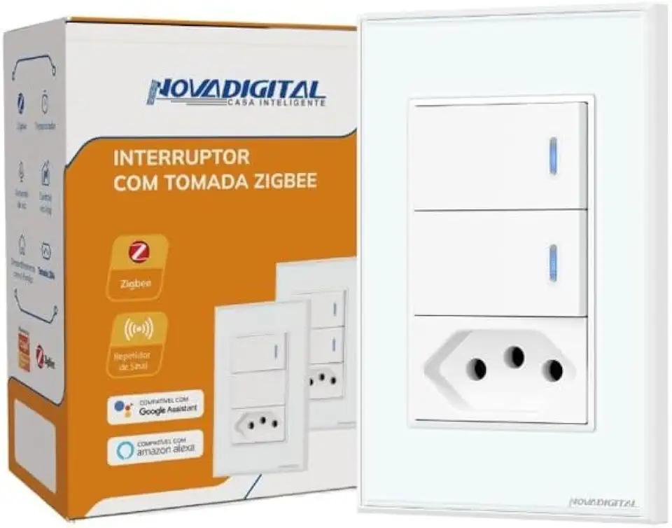 NOVADIGITAL Interruptor Inteligente Zigbee 2 Teclas C/Led Indicador + Tomada Smart