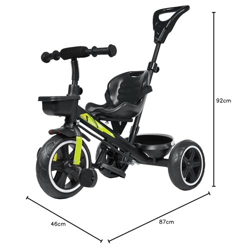 Image of Luusa Rx500 Kids Tricycle with Parental Control, Seat and seat Belt for Age Group 2+ Years Carrying Capacity Upto 25-KGS Proudly Made in India (Black)