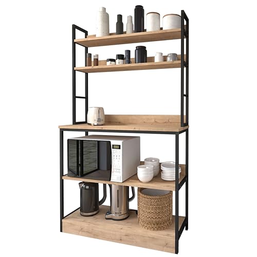 Miroytengo Mueble Cocina Auxiliar Rus Roble Safir y Negro 101x161 cm