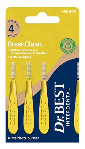 Dr.BEST GreenClean Interdental, tamaño 4, 6 unidades – Cepillos interdentales para una limpieza suave de los espacios interdentales