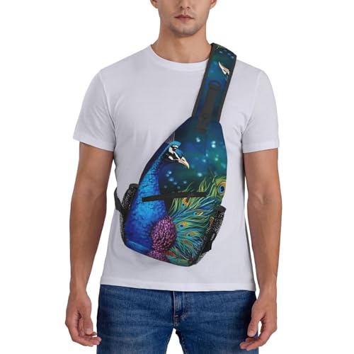 Bolso cruzado de pecho para hombre mochila bandolera color pavo real miniatura 7