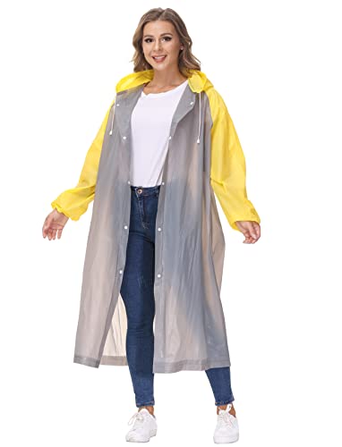 Raincoat, [Pack of 2] Portable EVA Raincoats Rain Poncho with Hoods and Sleeves Emergency Camping Survival Kits4
