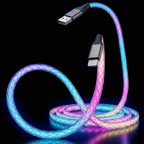 Cargador para iPhone con cable Lightning LED de 6 pies antioscuridad