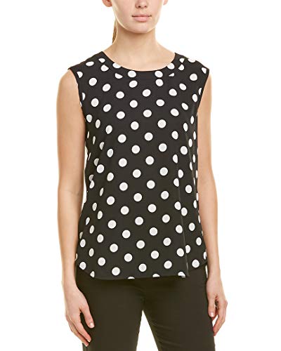 Anne Klein Women's Button Down Blouse, Anne BLK/Anne White, XS