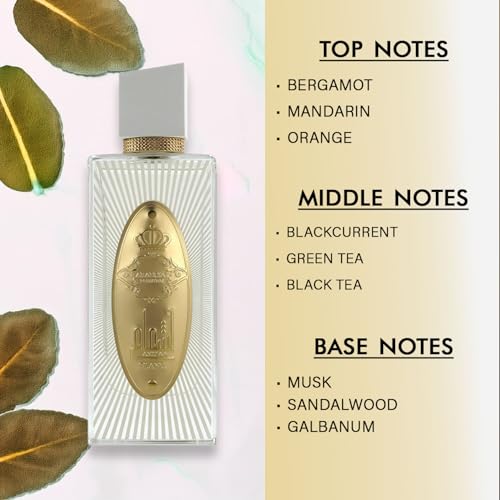 Image of Arabiyat Ashaa Blanc EDP 110 ml - Fresh Unisex Citrus Green Tea Perfume with Blackcurrant, Musk & Sandalwood, Long‑Lasting Vaporisateur Spray