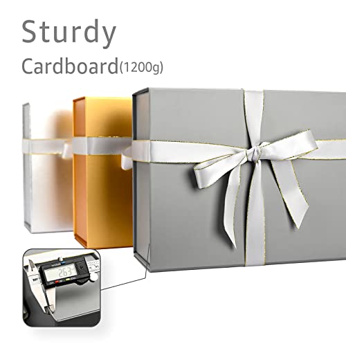 Image of LIFELUM 2 Pack Large Gift Boxes with Lids,13.85 x 8.35 x 4.45 inch Gift Box Rectangle Collapsible Box Groomsmen Gift Boxes for Presents with Ribbon, Card, Shredded Paper Filler
