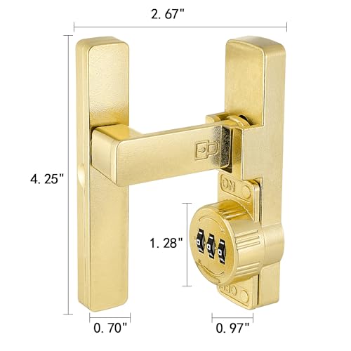 Image of INIRET 2 Packs Gold 90 Degree Barn Door Lock,Mechanical Password Lock,Flip Latch with Combination,3 Digit Password Keyless,Protect Privacy,for Cabinets,Windows,Garden,Bathroom,and Sliding Door
