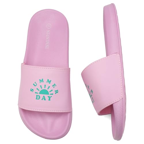 Image of INMINPIN Kids Boys Girls Slides Sandals Beach Pool Shower Shoes | lightweight, easy to clean paired with shorts,T-shirts,jeans,a short skirt for swimming pool,beach,bathroom