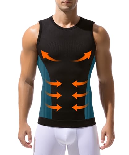 Casey Kevin Chaleco de Compresión Hombre Body Shaper, Camiseta Hombre Faja Cintura Elasticidad Faja Reductora para Deportivas, XL