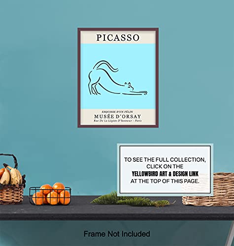 Pablo Picasso Wall Art - Picasso Poster - Cat Home Decor - Blue Cat Wall Art - Pablo Picasso Poster - Pablo Picasso Prints - Pablo Picasso Art - Cat Wall Decor - Cute Cat Lover Gifts For Women - 8X10 #TOP6