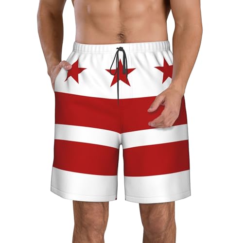 CUTEDWARF Flag of Washington D.C. Men's Swim Trunks Beach Swimwear Beach Shorts Summer Board Shorts3