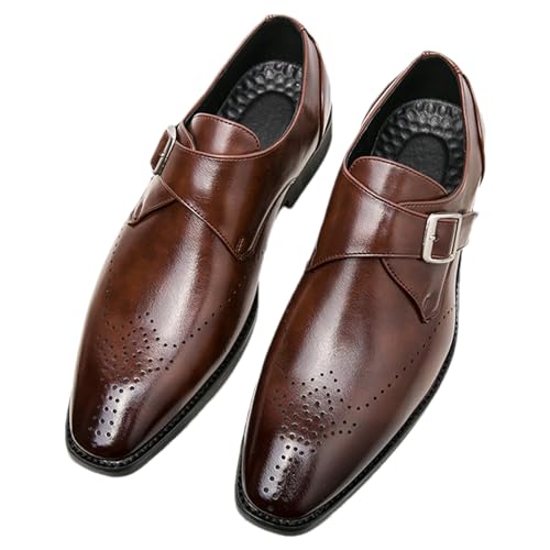 Men's Single Monk Shoes Smart British Style Microfiber Leather Dress Brogues2