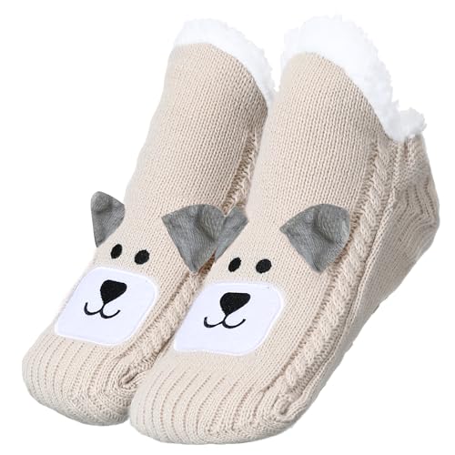 Image of ZYZX Cute Animal Slipper Socks for Women with Grips,Fuzzy Socks Indoor