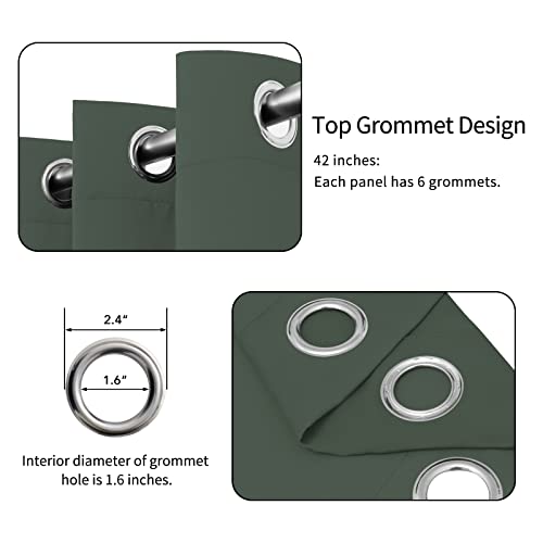 Image of Easy-Going Blackout Curtains for Bedroom, Solid Thermal Insulated Grommet and Noise Reduction Window Drapes, Room Darkening Curtains for Living Room, 2 Panels (42x54 in, Greyish Green)