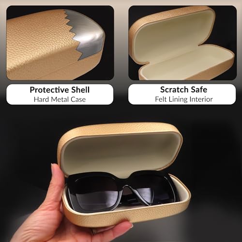 Image of MyEyeglassCase Extra Large Hard Shell Sunglasses Case for Large Rectangular Frames, Eyeglass Case with Pouch & Cloth